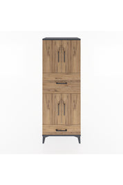 Hyperion Dolap 4 Raflı 2 Çekmeceli 4 Kapaklı 60x44x163 Antrasit-Çam