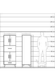 Hyperion Dolap 4 Raflı 2 Çekmeceli 4 Kapaklı 60x44x163 Antrasit-Çam