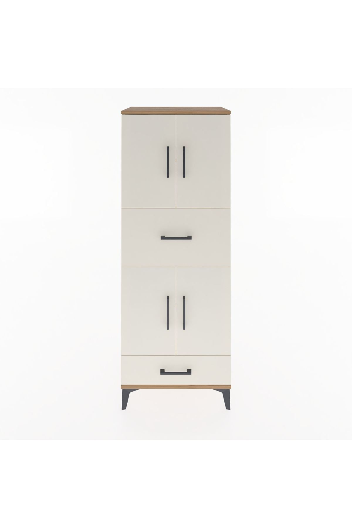 Hyperion Dolap 4 Raflı 2 Çekmeceli 4 Kapaklı 60x44x163 Çam-Aytaşı