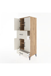 Hyperion Dolap 4 Raflı 2 Çekmeceli 4 Kapaklı 60x44x163 Çam-Aytaşı