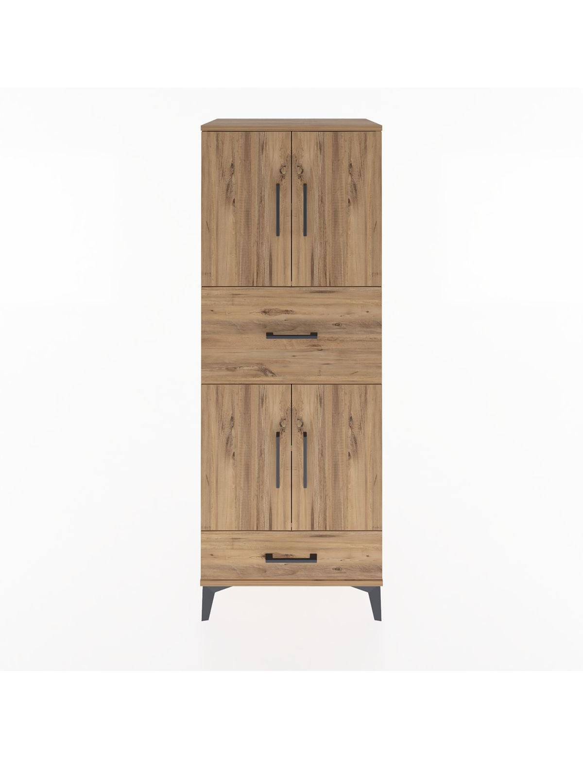 Hyperion Dolap 4 Raflı 2 Çekmeceli 4 Kapaklı 60x44x163 Çam-Çam