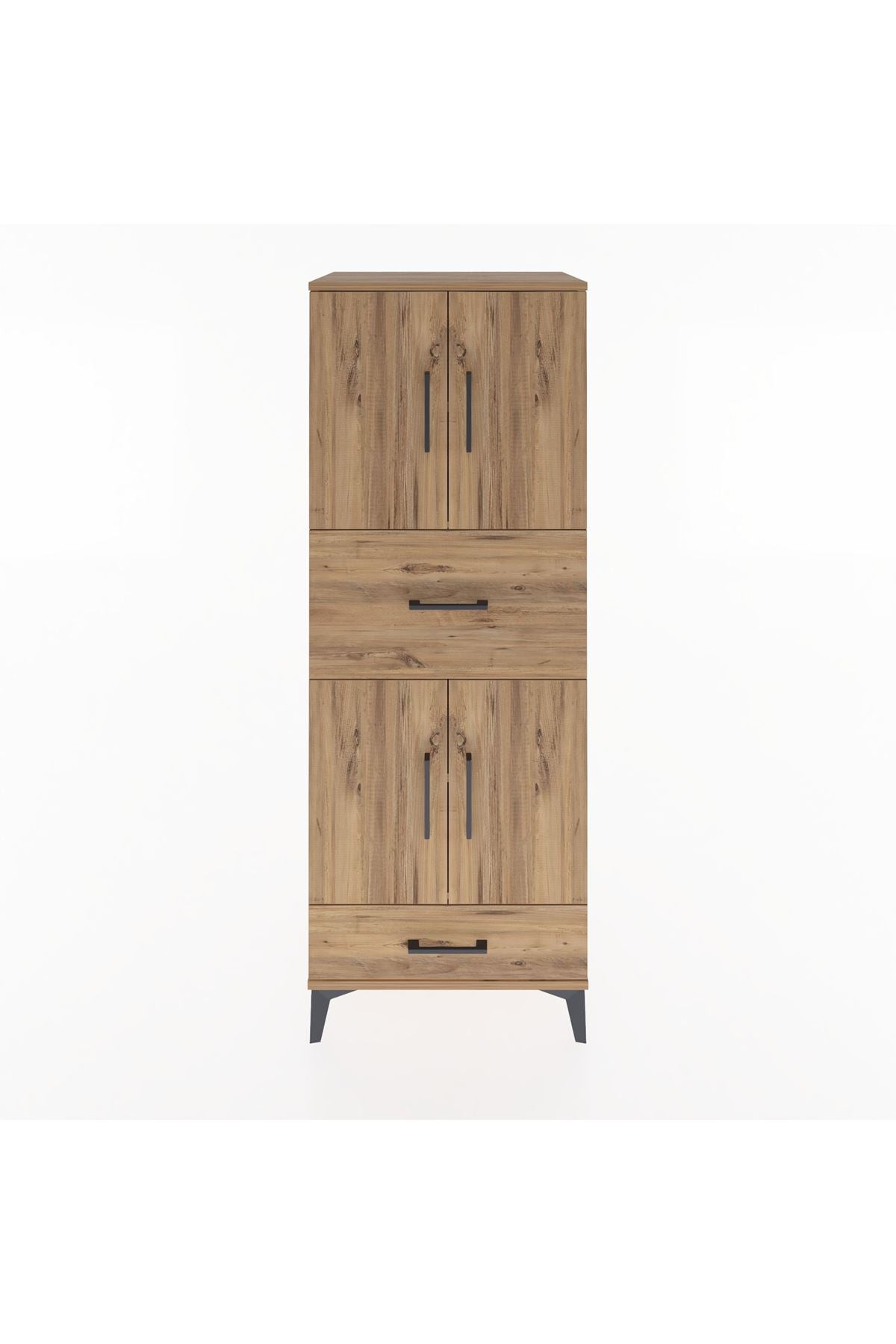 Hyperion Dolap 4 Raflı 2 Çekmeceli 4 Kapaklı 60x44x163 Çam-Çam