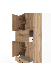 Hyperion Dolap 4 Raflı 2 Çekmeceli 4 Kapaklı 60x44x163 Çam-Çam