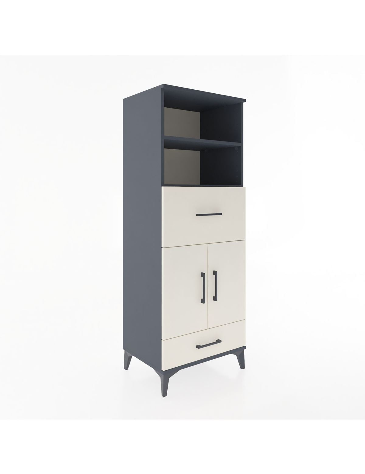 Hyperion Dolap 4 Raflı 2 Çekmeceli 2 Kapaklı 60x44x163 Antrasit-Aytaşı