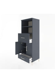 Hyperion Dolap 4 Raflı 2 Çekmeceli 2 Kapaklı 60x44x163 Antrasit-Antrasit