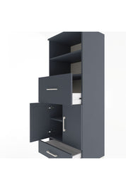 Hyperion Dolap 4 Raflı 2 Çekmeceli 2 Kapaklı 60x44x163 Antrasit-Antrasit