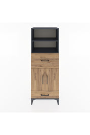 Hyperion Dolap 4 Raflı 2 Çekmeceli 2 Kapaklı 60x44x163 Antrasit-Çam