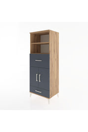 Hyperion Dolap 4 Raflı 2 Çekmeceli 2 Kapaklı 60x44x163 Çam-Antrasit