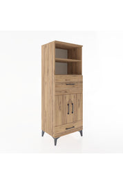 Hyperion Dolap 4 Raflı 2 Çekmeceli 2 Kapaklı 60x44x163 Çam-Çam