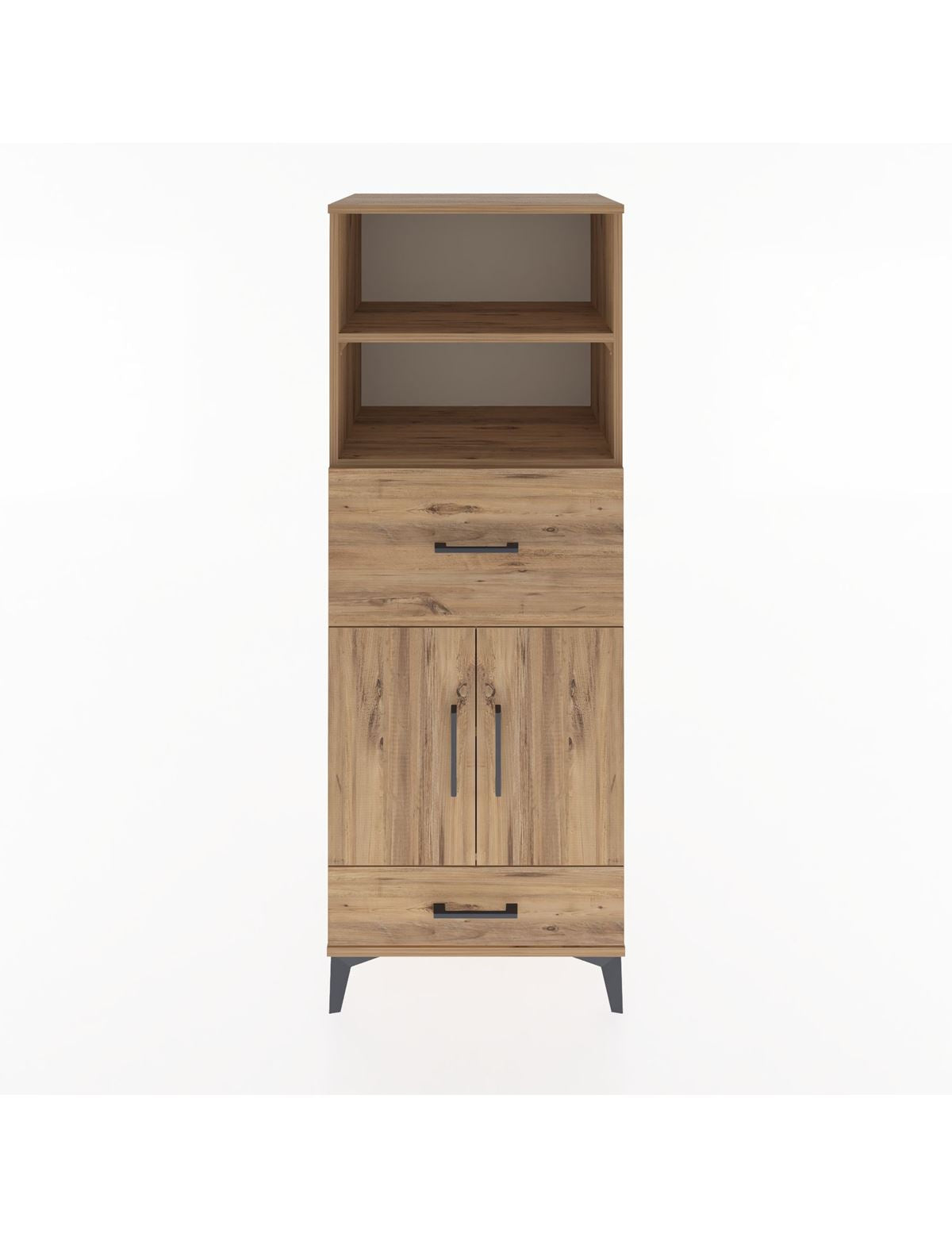 Hyperion Dolap 4 Raflı 2 Çekmeceli 2 Kapaklı 60x44x163 Çam-Çam