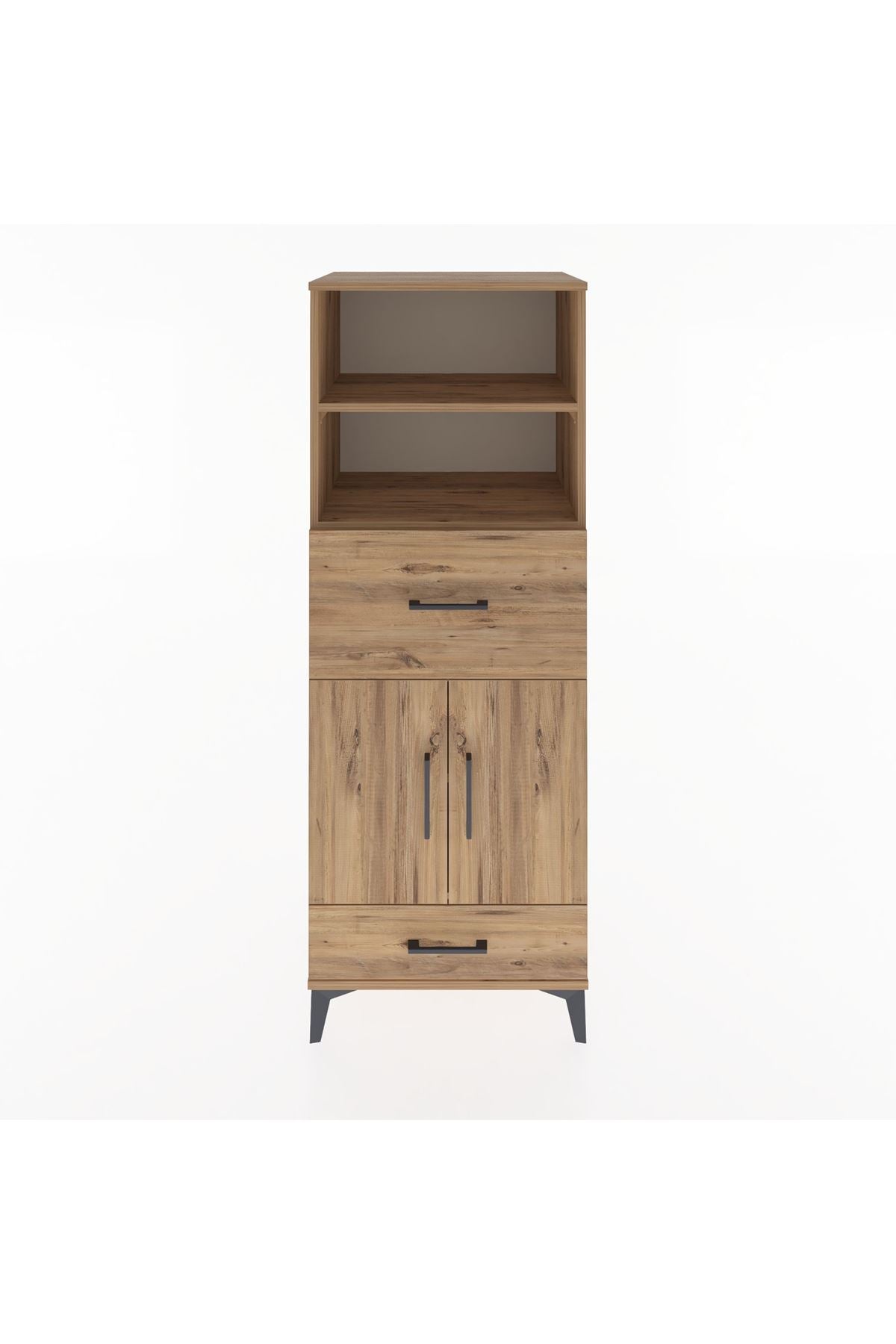 Hyperion Dolap 4 Raflı 2 Çekmeceli 2 Kapaklı 60x44x163 Çam-Çam