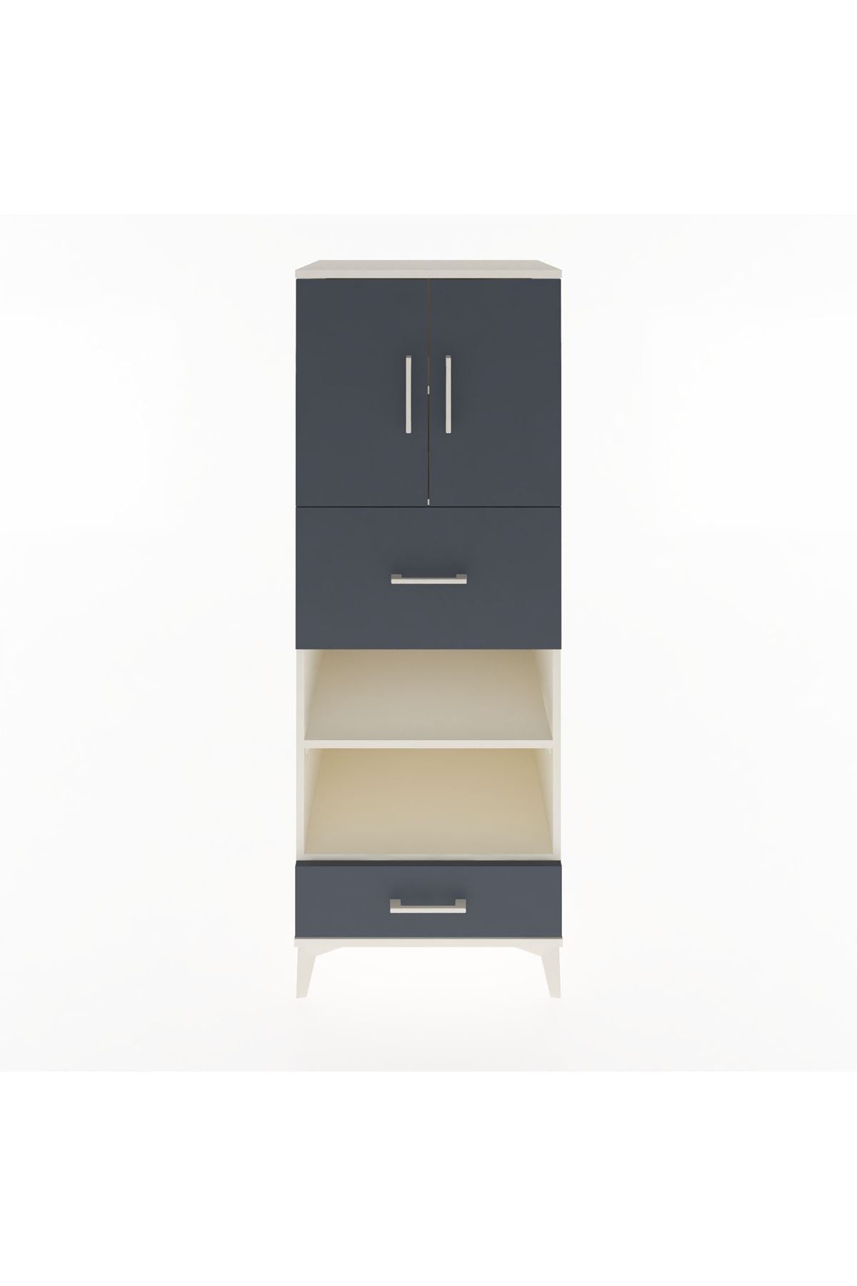 Hyperion Dolap 4 Raflı 2 Çekmeceli 2 Kapaklı 60x44x163 Aytaşı-Antrasit