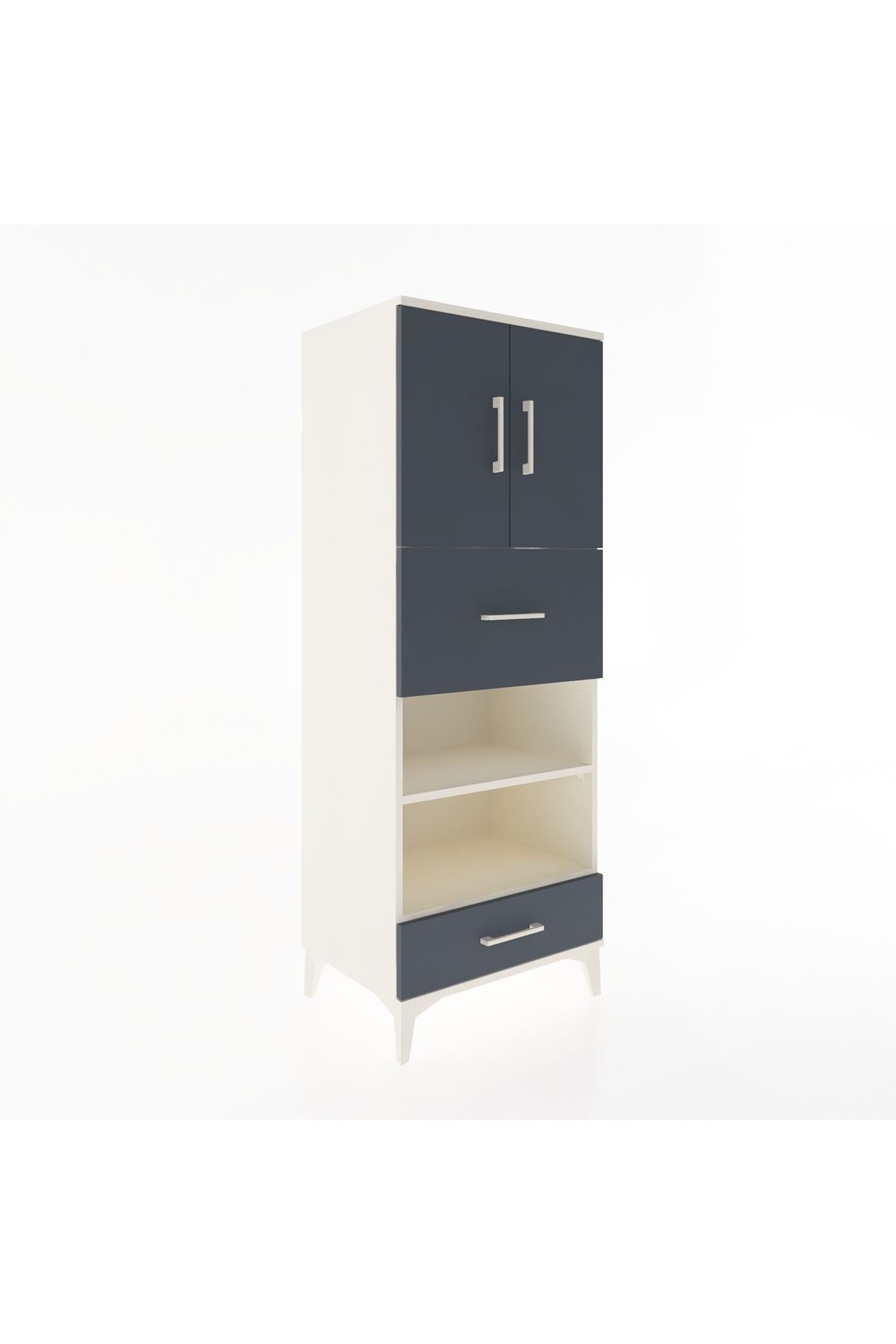 Hyperion Dolap 4 Raflı 2 Çekmeceli 2 Kapaklı 60x44x163 Aytaşı-Antrasit