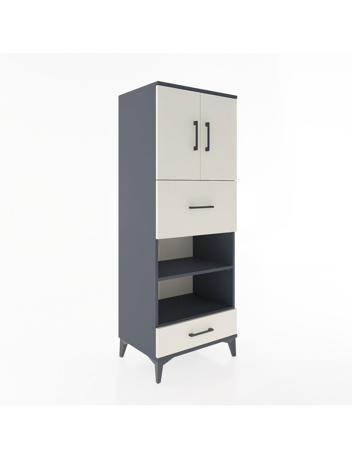 Hyperion Dolap 4 Raflı 2 Çekmeceli 2 Kapaklı 60x44x163 Antrasit-Aytaşı