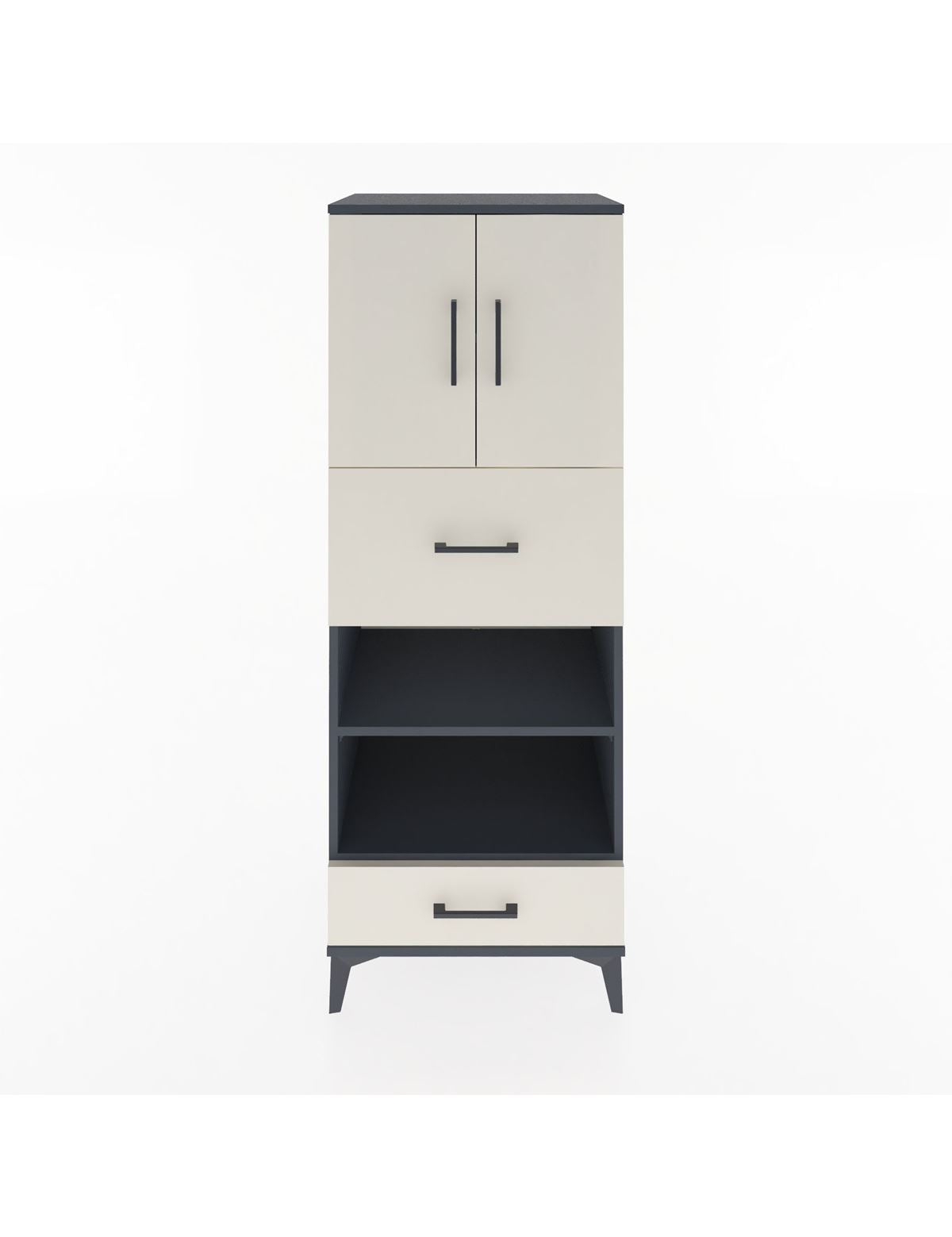 Hyperion Dolap 4 Raflı 2 Çekmeceli 2 Kapaklı 60x44x163 Antrasit-Aytaşı