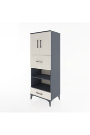 Hyperion Dolap 4 Raflı 2 Çekmeceli 2 Kapaklı 60x44x163 Antrasit-Aytaşı