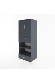 Hyperion Dolap 4 Raflı 2 Çekmeceli 2 Kapaklı 60x44x163 Antrasit-Antrasit