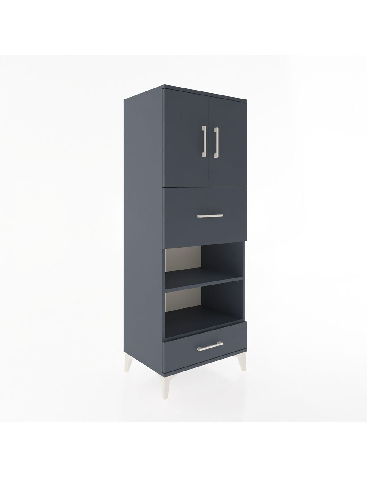 Hyperion Dolap 4 Raflı 2 Çekmeceli 2 Kapaklı 60x44x163 Antrasit-Antrasit