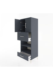 Hyperion Dolap 4 Raflı 2 Çekmeceli 2 Kapaklı 60x44x163 Antrasit-Antrasit