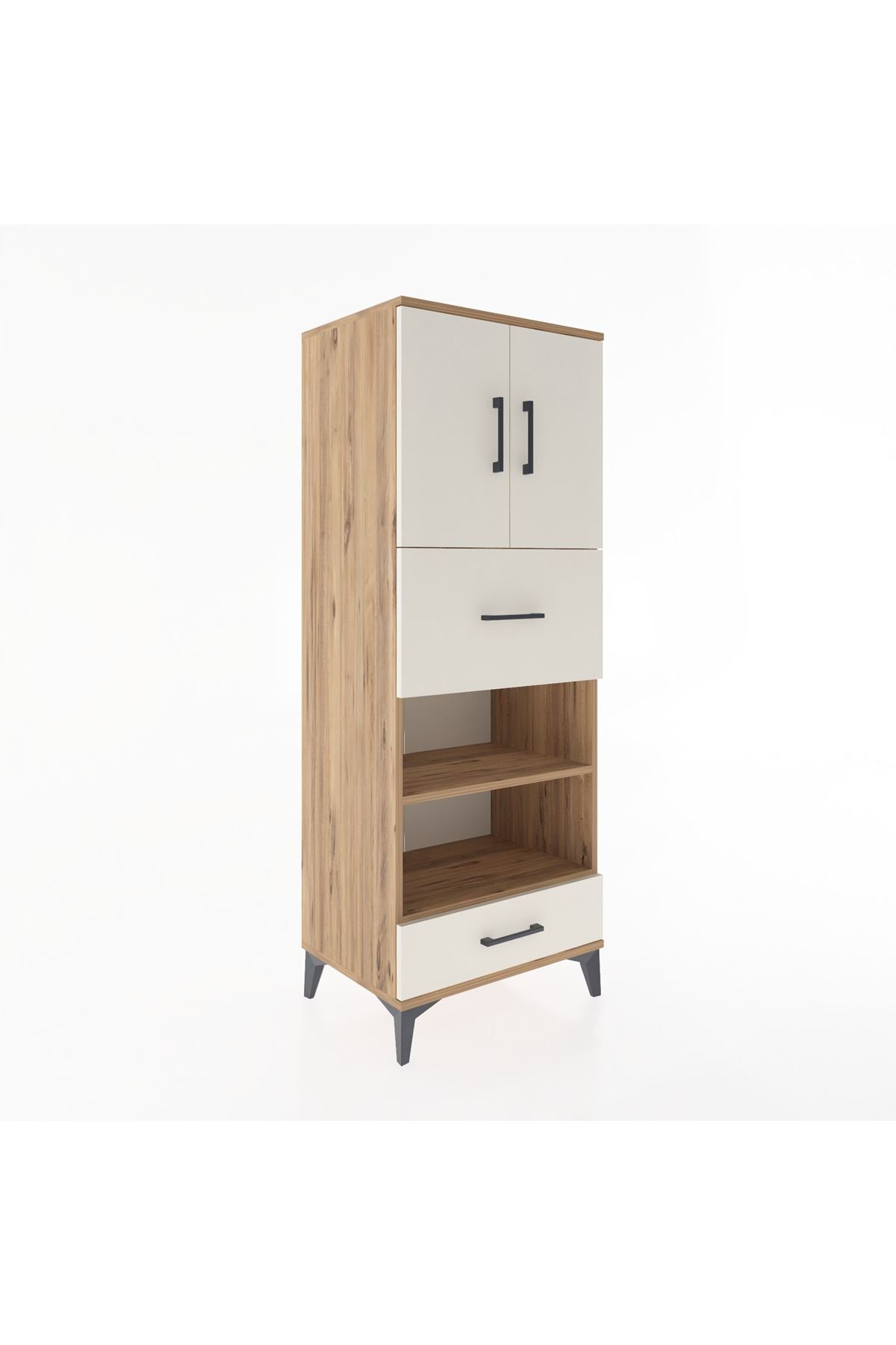 Hyperion Dolap 4 Raflı 2 Çekmeceli 2 Kapaklı 60x44x163 Çam-Aytaşı