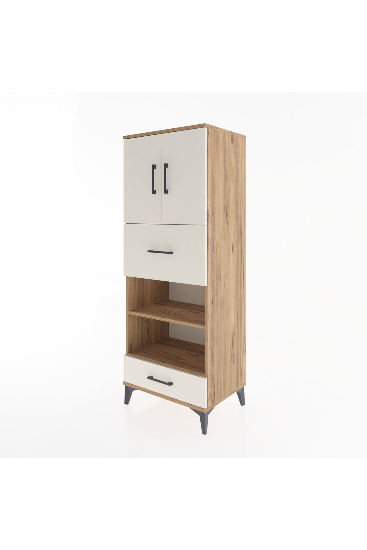 Hyperion Dolap 4 Raflı 2 Çekmeceli 2 Kapaklı 60x44x163 Çam-Aytaşı