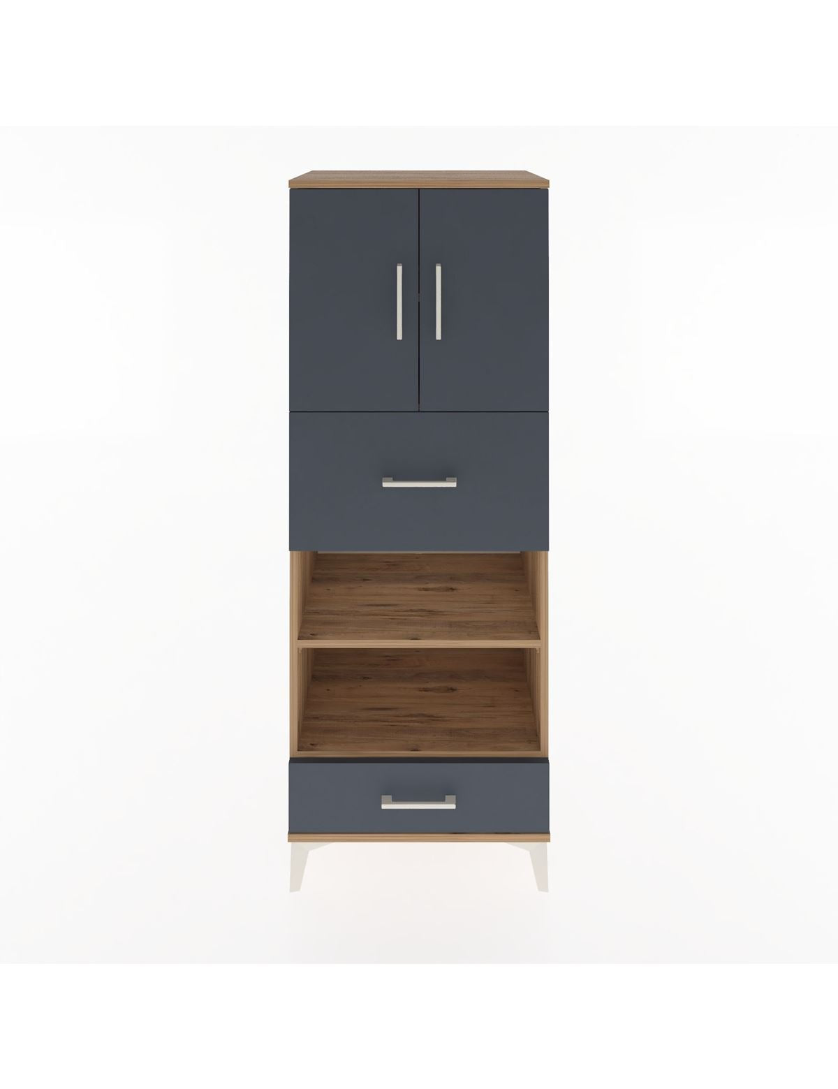 Hyperion Dolap 4 Raflı 2 Çekmeceli 2 Kapaklı 60x44x163 Çam-Antrasit