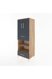 Hyperion Dolap 4 Raflı 2 Çekmeceli 2 Kapaklı 60x44x163 Çam-Antrasit