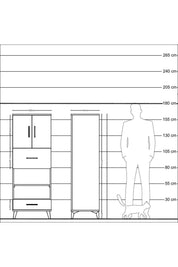 Hyperion Dolap 4 Raflı 2 Çekmeceli 2 Kapaklı 60x44x163 Çam-Antrasit