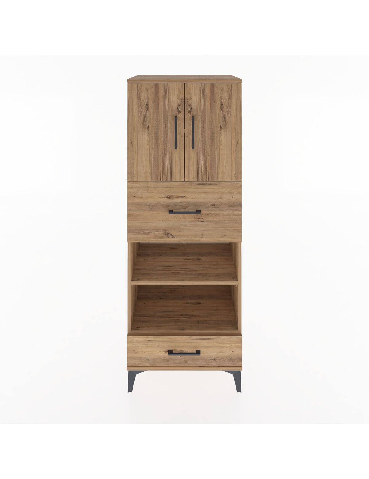 Hyperion Dolap 4 Raflı 2 Çekmeceli 2 Kapaklı 60x44x163 Çam-Çam