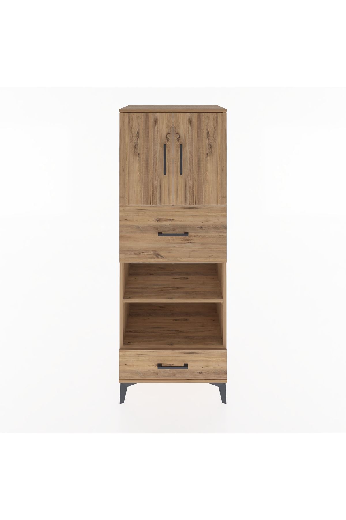 Hyperion Dolap 4 Raflı 2 Çekmeceli 2 Kapaklı 60x44x163 Çam-Çam