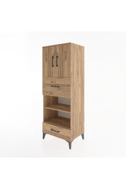 Hyperion Dolap 4 Raflı 2 Çekmeceli 2 Kapaklı 60x44x163 Çam-Çam