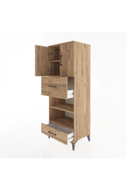 Hyperion Dolap 4 Raflı 2 Çekmeceli 2 Kapaklı 60x44x163 Çam-Çam