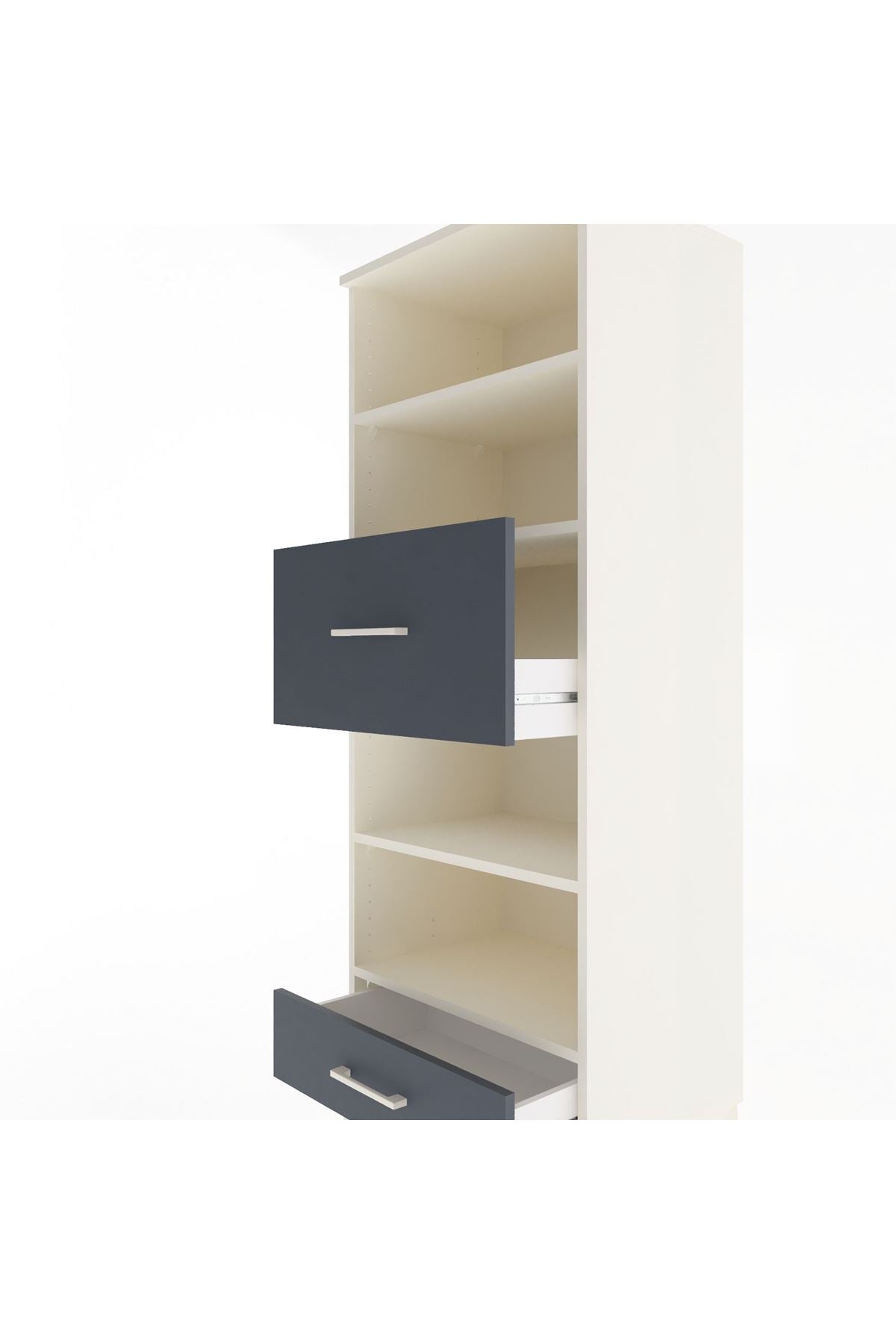 Hyperion Dolap 4 Raflı 2 Çekmeceli 60x44x163 Aytaşı-Antrasit