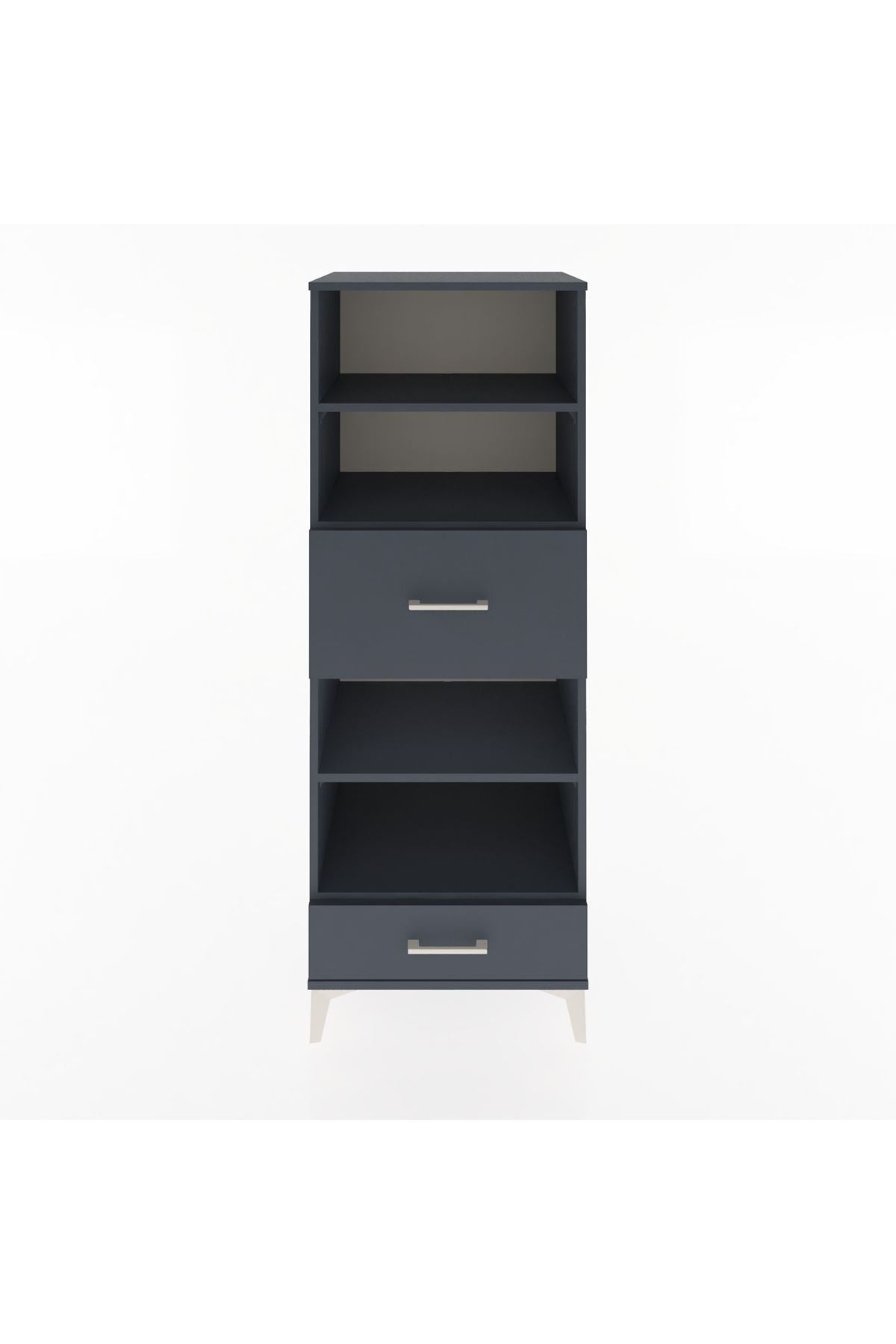 Hyperion Dolap 4 Raflı 2 Çekmeceli 60x44x163 Antrasit-Antrasit