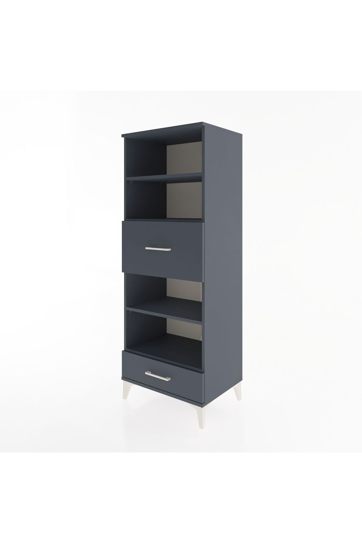 Hyperion Dolap 4 Raflı 2 Çekmeceli 60x44x163 Antrasit-Antrasit