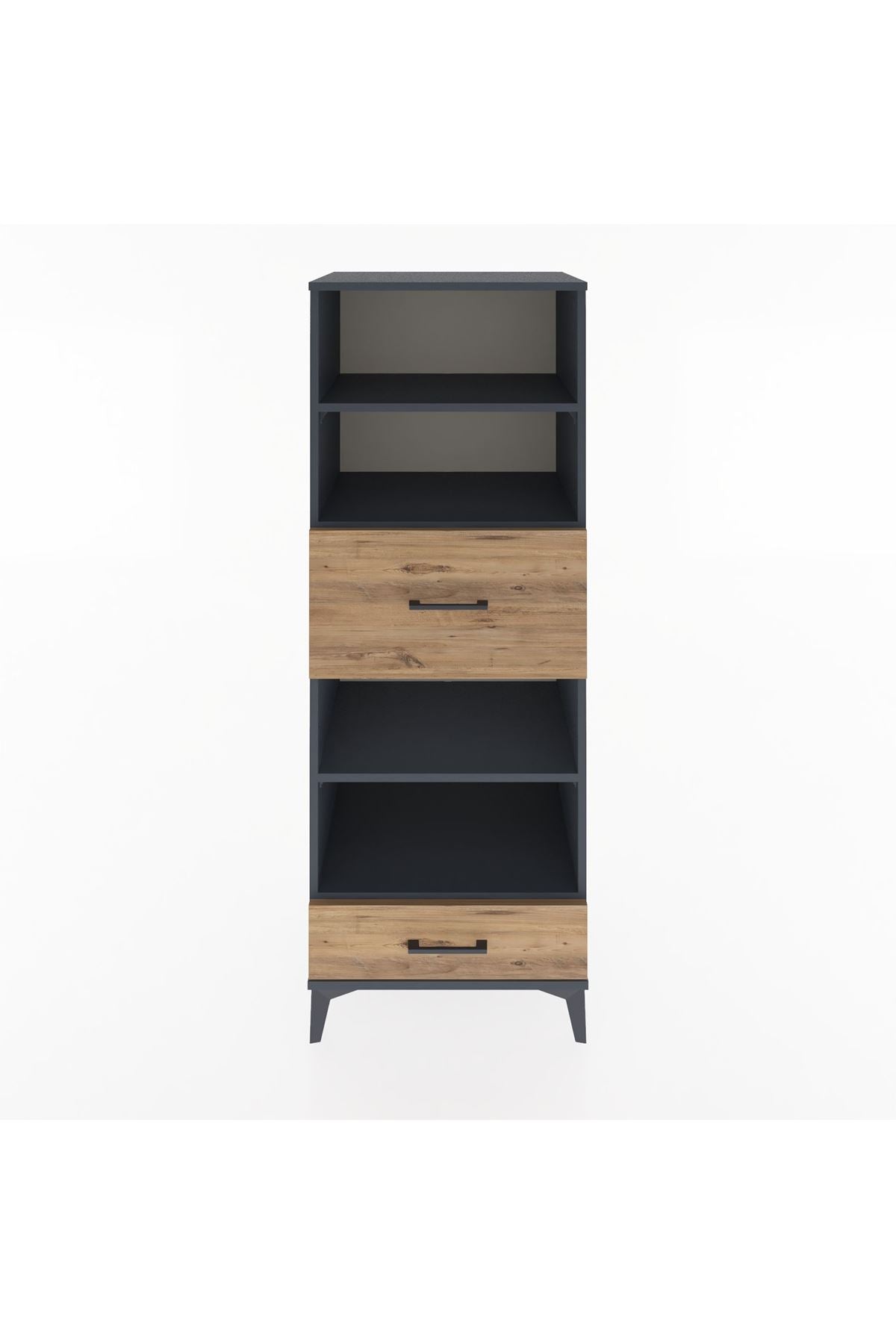 Hyperion Dolap 4 Raflı 2 Çekmeceli 60x44x163 Antrasit-Çam