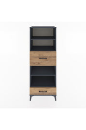 Hyperion Dolap 4 Raflı 2 Çekmeceli 60x44x163 Antrasit-Çam