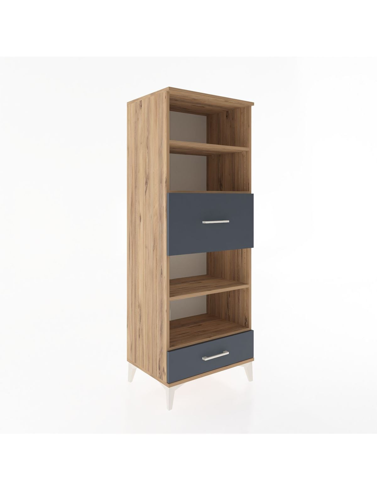 Hyperion Dolap 4 Raflı 2 Çekmeceli 60x44x163 Çam-Antrasit