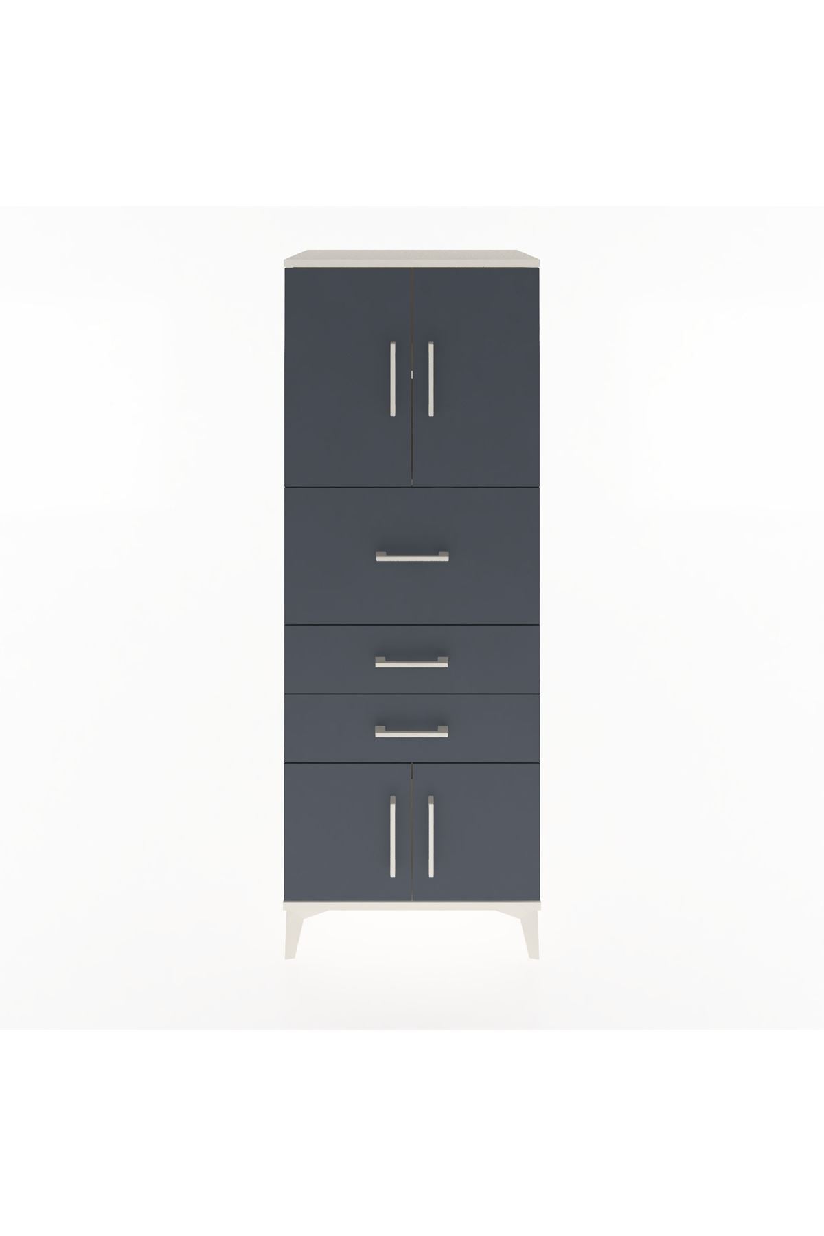 Hyperion Dolap 2 Raflı 3 Çekmeceli 4 Kapaklı 60x44x163 Aytaşı-Antrasit