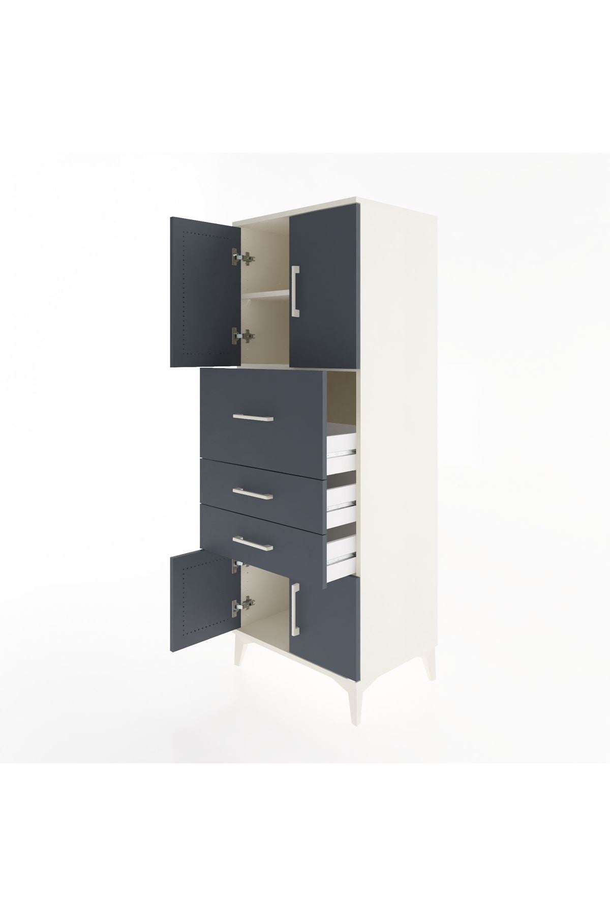 Hyperion Dolap 2 Raflı 3 Çekmeceli 4 Kapaklı 60x44x163 Aytaşı-Antrasit