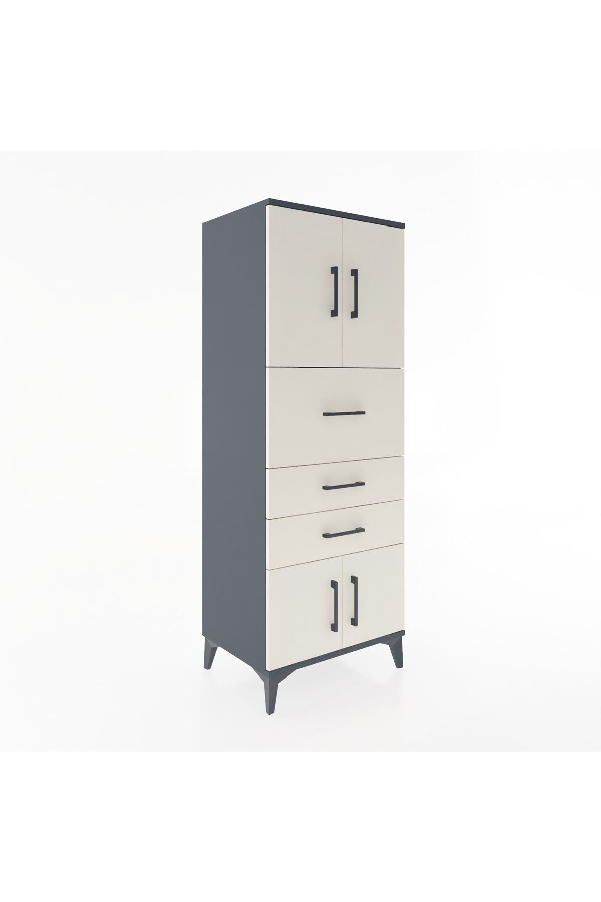 Hyperion Dolap 2 Raflı 3 Çekmeceli 4 Kapaklı 60x44x163 Antrasit-Aytaşı