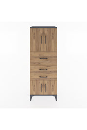 Hyperion Dolap 2 Raflı 3 Çekmeceli 4 Kapaklı 60x44x163 Antrasit-Çam