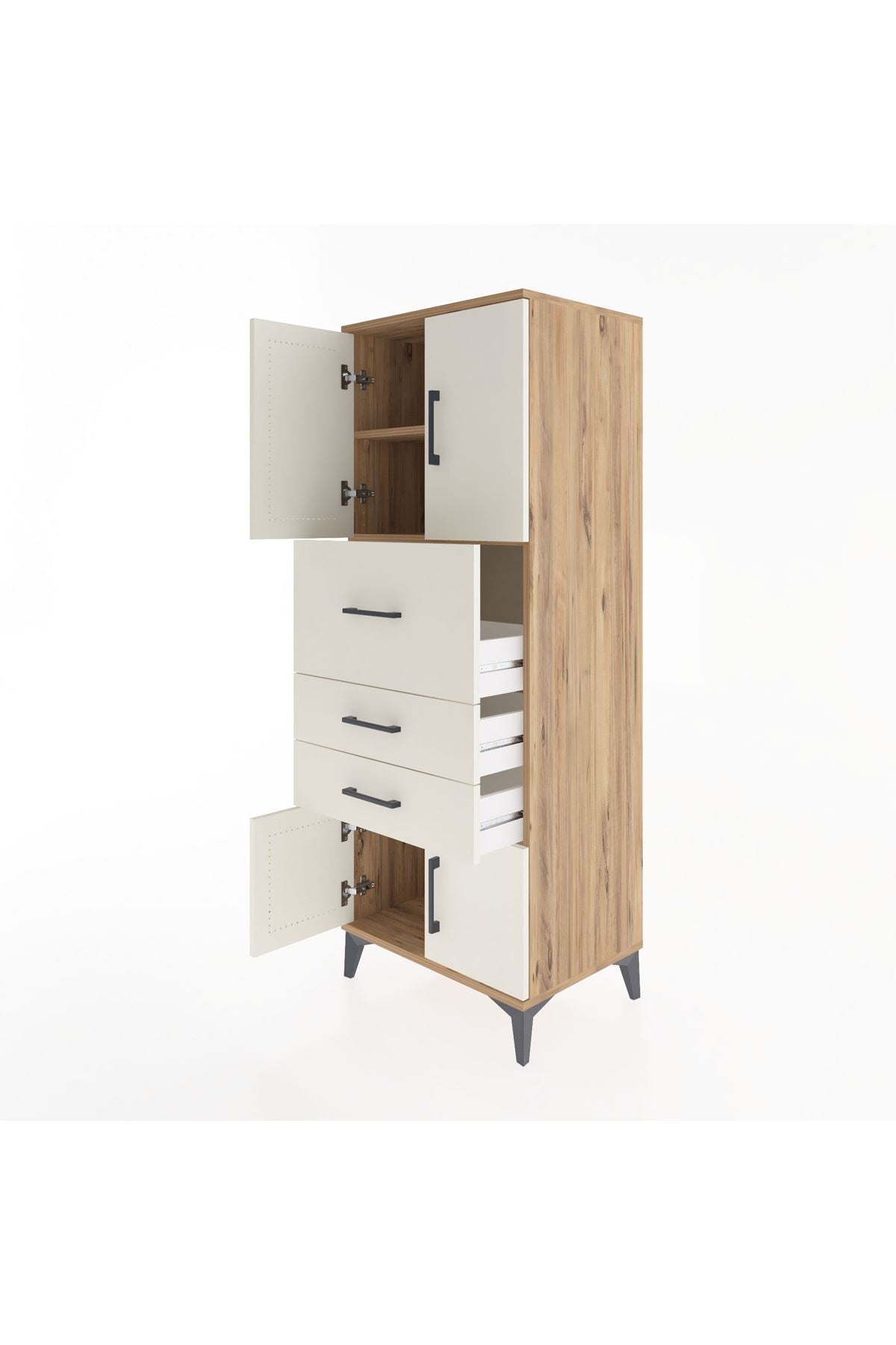 Hyperion Dolap 2 Raflı 3 Çekmeceli 4 Kapaklı 60x44x163 Çam-Aytaşı