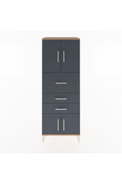 Hyperion Dolap 2 Raflı 3 Çekmeceli 4 Kapaklı 60x44x163 Çam-Antrasit