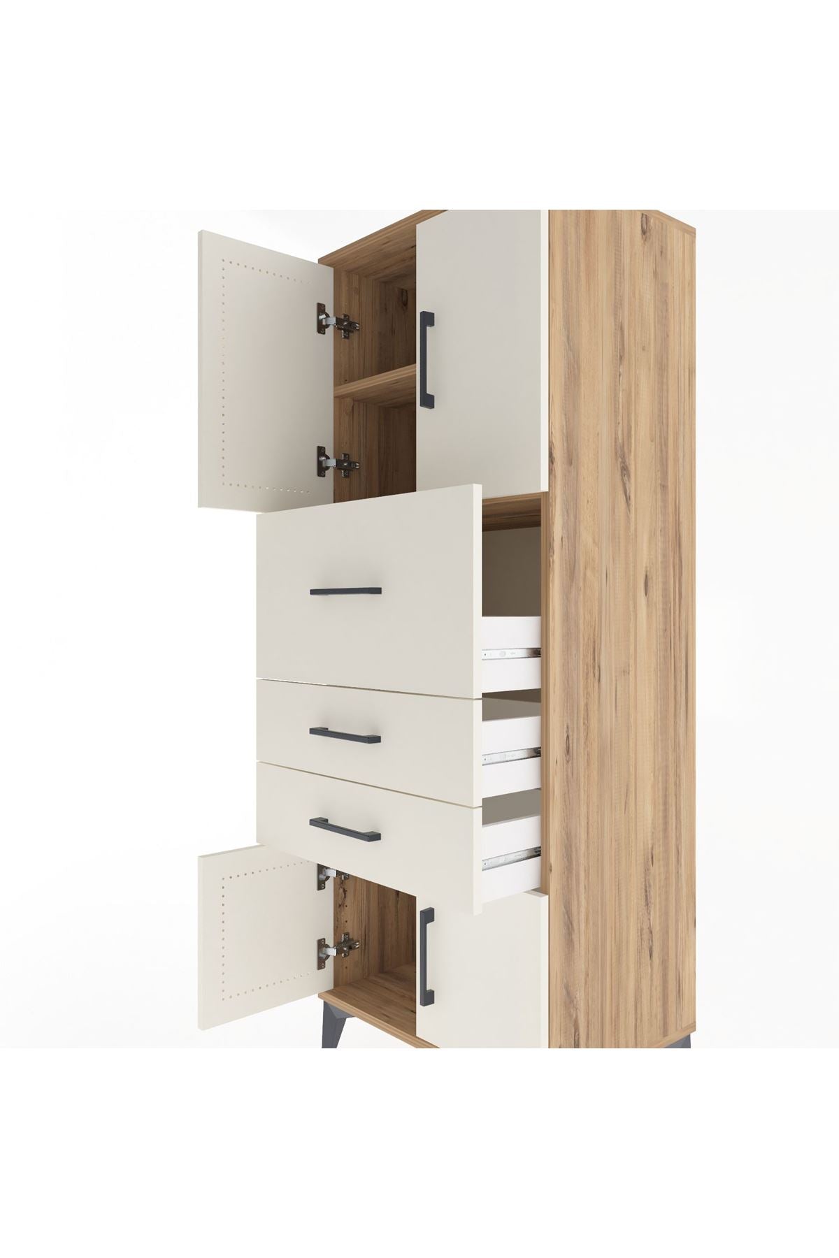 Hyperion Dolap 2 Raflı 3 Çekmeceli 4 Kapaklı 60x44x163 Çam-Aytaşı