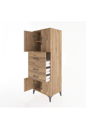 Hyperion Dolap 2 Raflı 3 Çekmeceli 4 Kapaklı 60x44x163 Çam-Çam