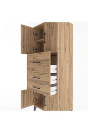 Hyperion Dolap 2 Raflı 3 Çekmeceli 4 Kapaklı 60x44x163 Çam-Çam