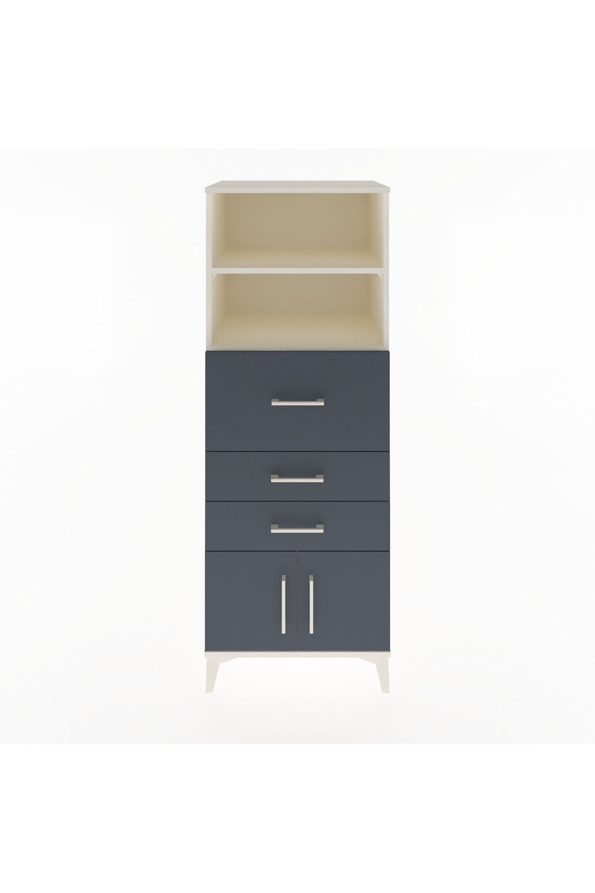 Hyperion Dolap 2 Raflı 3 Çekmeceli 2 Kapaklı 60x44x163 Aytaşı-Antrasit