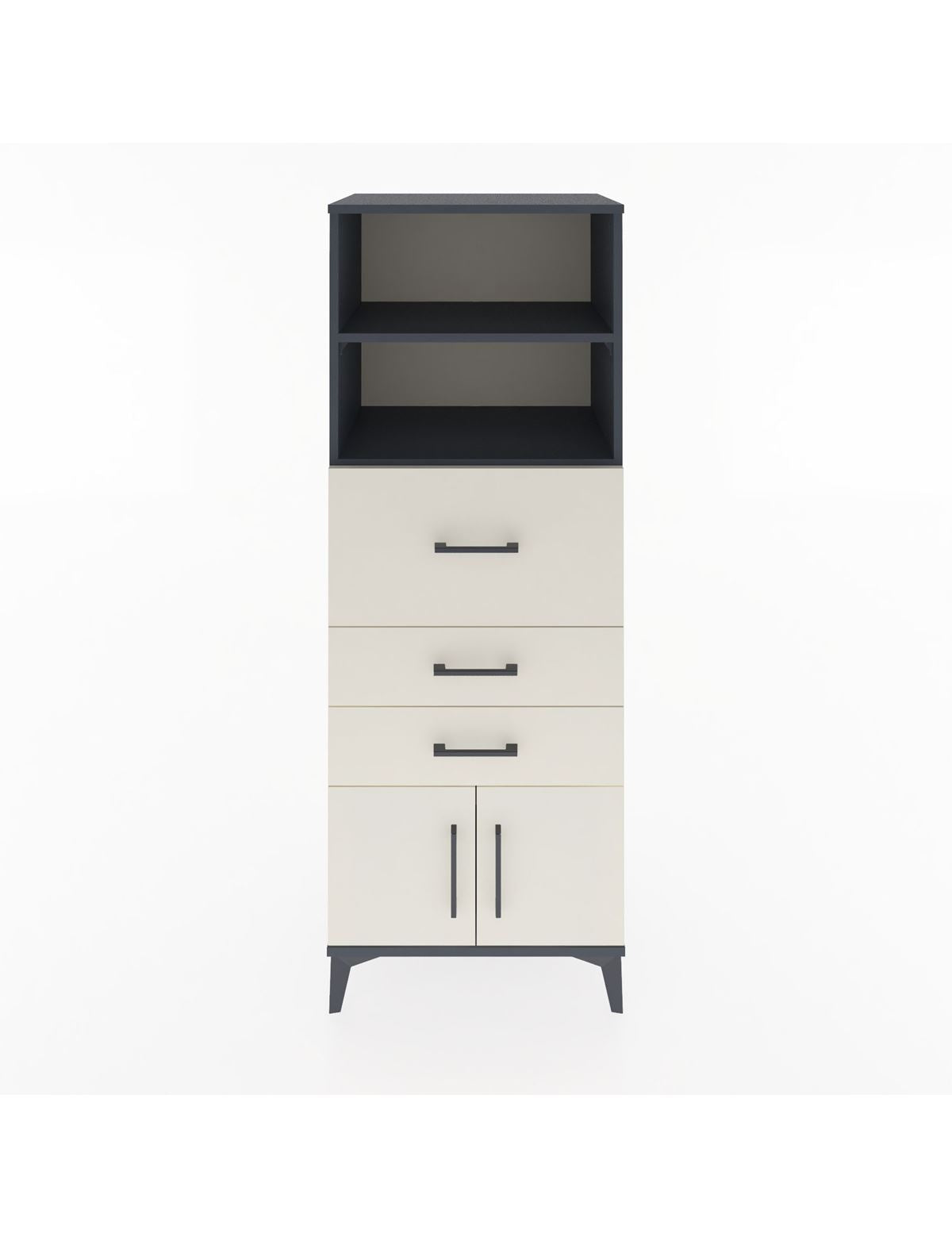 Hyperion Dolap 2 Raflı 3 Çekmeceli 2 Kapaklı 60x44x163 Antrasit-Aytaşı