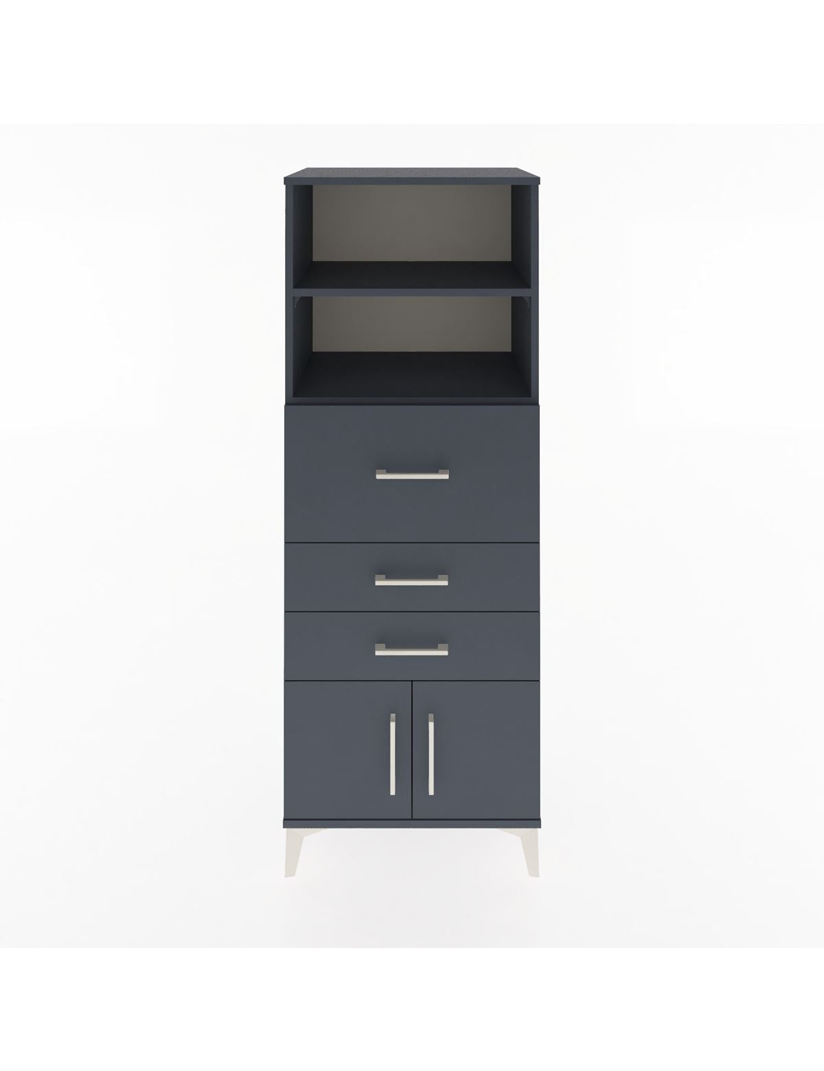 Hyperion Dolap 2 Raflı 3 Çekmeceli 2 Kapaklı 60x44x163 Antrasit-Antrasit